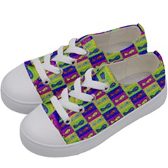 Cartoon Style Marine Life Motif Pattern Kids  Low Top Canvas Sneakers by dflcprints