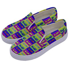 Cartoon Style Marine Life Motif Pattern Kids  Canvas Slip Ons by dflcprints