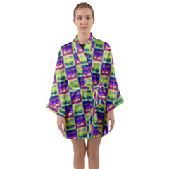 Cartoon Style Marine Life Motif Pattern Long Sleeve Kimono Robe by dflcprints