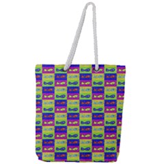 Cartoon Style Marine Life Motif Pattern Full Print Rope Handle Tote (large) by dflcprints