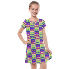 Cartoon Style Marine Life Motif Pattern Kids  Cross Web Dress by dflcprints