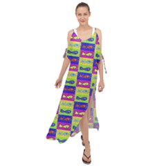 Cartoon Style Marine Life Motif Pattern Maxi Chiffon Cover Up Dress by dflcprints