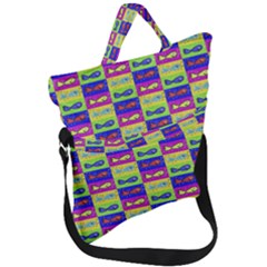 Cartoon Style Marine Life Motif Pattern Fold Over Handle Tote Bag