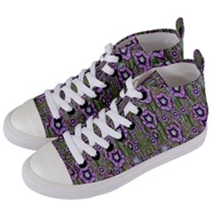 Jungle Fantasy Flowers Climbing To Be In Freedom Women s Mid-top Canvas Sneakers by pepitasart