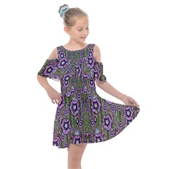 Jungle Fantasy Flowers Climbing To Be In Freedom Kids  Shoulder Cutout Chiffon Dress by pepitasart