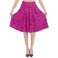 Hot Pink Glitter Flared Midi Skirt by snowwhitegirl