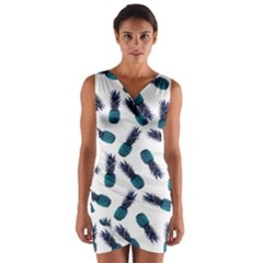 Pinapples Blue Wrap Front Bodycon Dress by snowwhitegirl