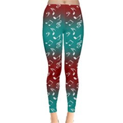 Red Teal Music Leggings  by snowwhitegirl