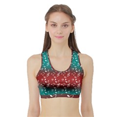 Red Teal Music Sports Bra With Border by snowwhitegirl