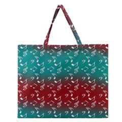 Red Teal Music Zipper Large Tote Bag by snowwhitegirl