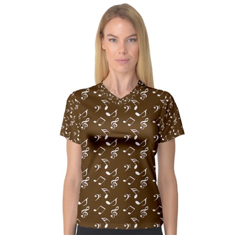 Brown Music V-neck Sport Mesh Tee by snowwhitegirl