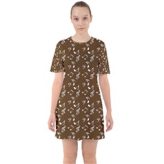 Brown Music Sixties Short Sleeve Mini Dress by snowwhitegirl