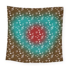 Teal Music Heart Music Square Tapestry (large)