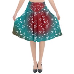 Teal Music Heart Music Flared Midi Skirt by snowwhitegirl