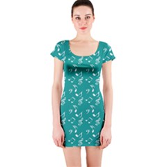 Teal Music Short Sleeve Bodycon Dress by snowwhitegirl