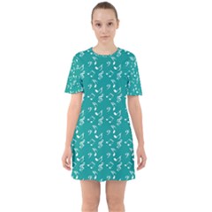 Teal Music Sixties Short Sleeve Mini Dress by snowwhitegirl