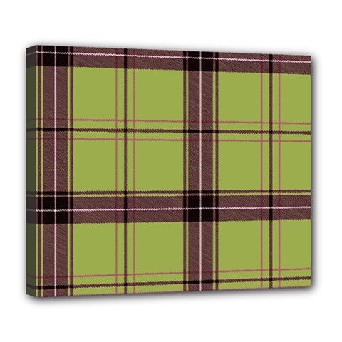 Avocado Green Plaid Deluxe Canvas 24  X 20  (stretched) by snowwhitegirl