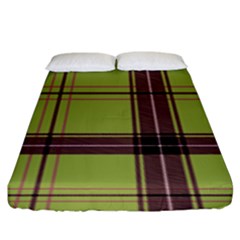 Avocado Green Plaid Fitted Sheet (king Size) by snowwhitegirl