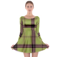 Avocado Green Plaid Long Sleeve Skater Dress by snowwhitegirl