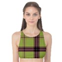 Avocado Green Plaid Tank Bikini Top View1