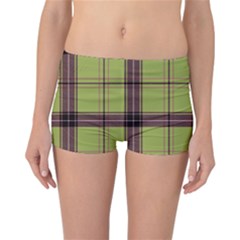 Avocado Green Plaid Reversible Boyleg Bikini Bottoms by snowwhitegirl