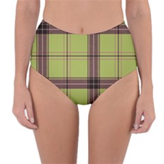 Avocado Green Plaid Reversible High-waist Bikini Bottoms by snowwhitegirl