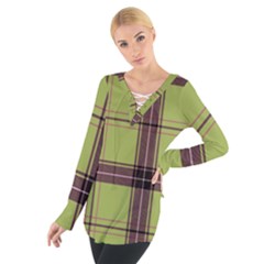 Avocado Green Plaid Tie Up Tee by snowwhitegirl