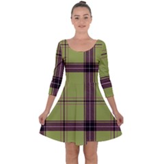 Avocado Green Plaid Quarter Sleeve Skater Dress by snowwhitegirl