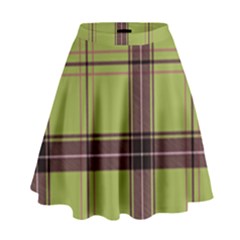 Avocado Green Plaid High Waist Skirt by snowwhitegirl