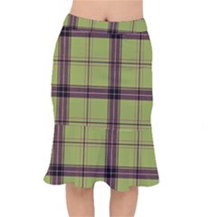 Avocado Green Plaid Mermaid Skirt by snowwhitegirl