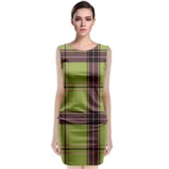 Avocado Green Plaid Sleeveless Velvet Midi Dress by snowwhitegirl