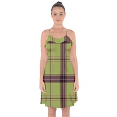 Avocado Green Plaid Ruffle Detail Chiffon Dress by snowwhitegirl