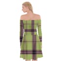 Avocado Green Plaid Off Shoulder Skater Dress View2