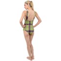 Avocado Green Plaid Cross Front Low Back Swimsuit View2