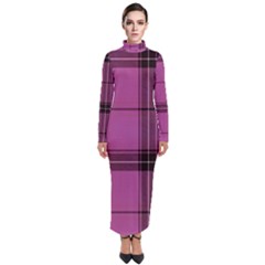 Violet Plaid Turtleneck Maxi Dress