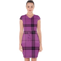 Violet Plaid Capsleeve Drawstring Dress  by snowwhitegirl