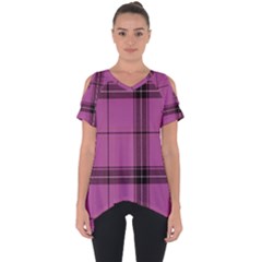 Violet Plaid Cut Out Side Drop Tee by snowwhitegirl