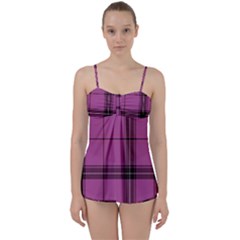 Violet Plaid Babydoll Tankini Set by snowwhitegirl