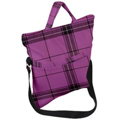 Violet Plaid Fold Over Handle Tote Bag