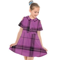 Violet Plaid Kids  Short Sleeve Shirt Dress