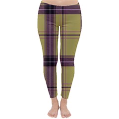 Beige Purple Plaid Classic Winter Leggings by snowwhitegirl