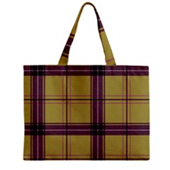 Beige Purple Plaid Zipper Mini Tote Bag by snowwhitegirl