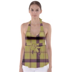 Beige Purple Plaid Babydoll Tankini Top by snowwhitegirl