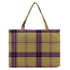 Beige Purple Plaid Zipper Medium Tote Bag by snowwhitegirl