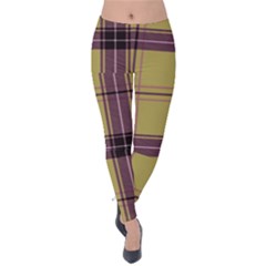 Beige Purple Plaid Velvet Leggings by snowwhitegirl