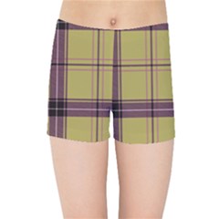 Beige Purple Plaid Kids Sports Shorts by snowwhitegirl