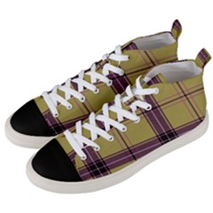 Beige Purple Plaid Men s Mid-top Canvas Sneakers by snowwhitegirl