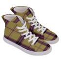 Beige Purple Plaid Men s Hi-Top Skate Sneakers View3