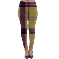 Beige Purple Plaid Lightweight Velour Leggings by snowwhitegirl