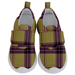 Beige Purple Plaid Velcro Strap Shoes